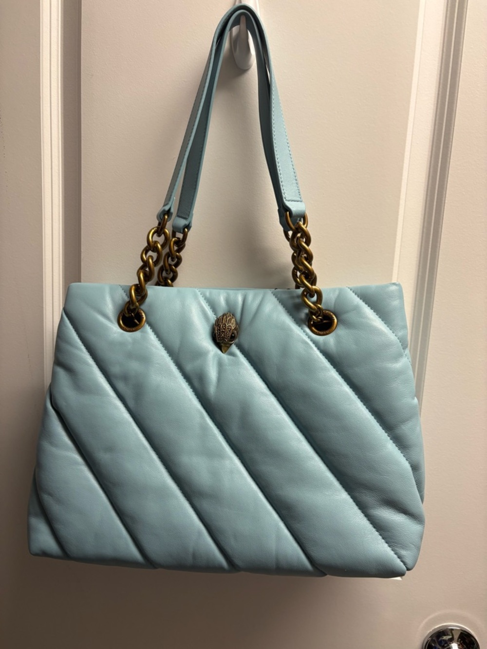 Kurt keiger Light Blue Quilted Shoulder Bag with Chain Straps